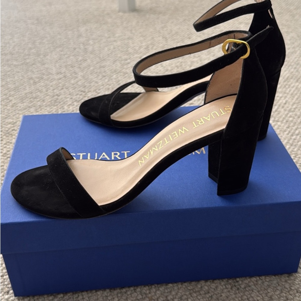 Stuart Weitzman Black Suede Block Heels